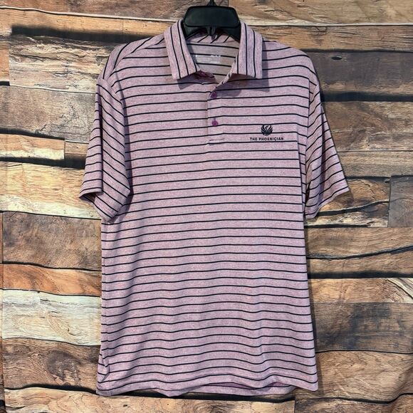 Under Armour Polo Shirt Medium Men’s Purple Striped Phoenician Golf Logo Resort - Picture 1 of 8